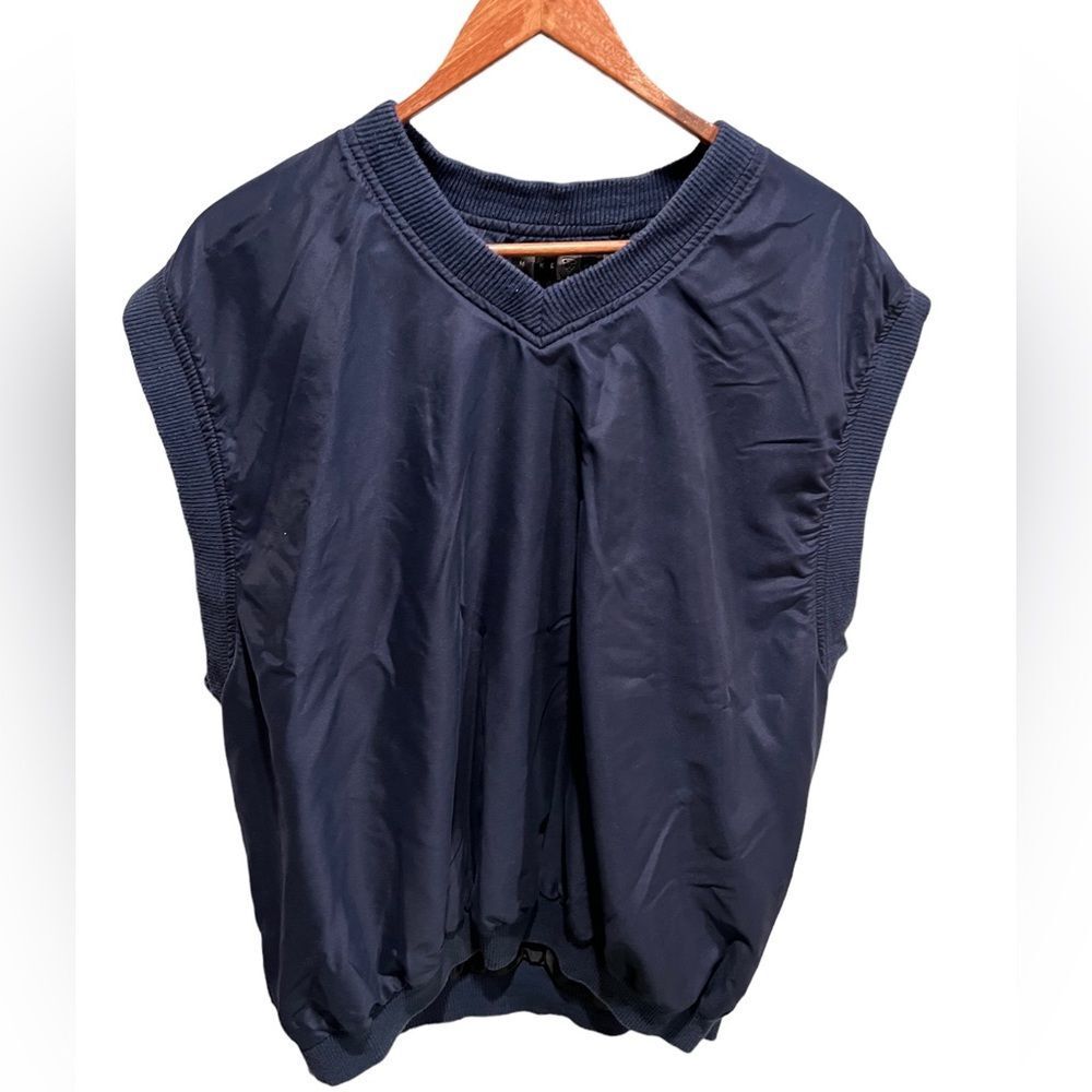 VTG 90s Nike Golf V-Neck Pullover Vest L‎ Navy Blue Windbreaker Pockets